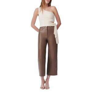 IRO Paris baki wide leather pants Ankle length Brown Size 32 New with Tag